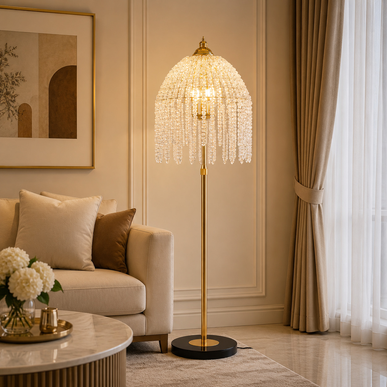 Crystal Cascade Floor Lamp