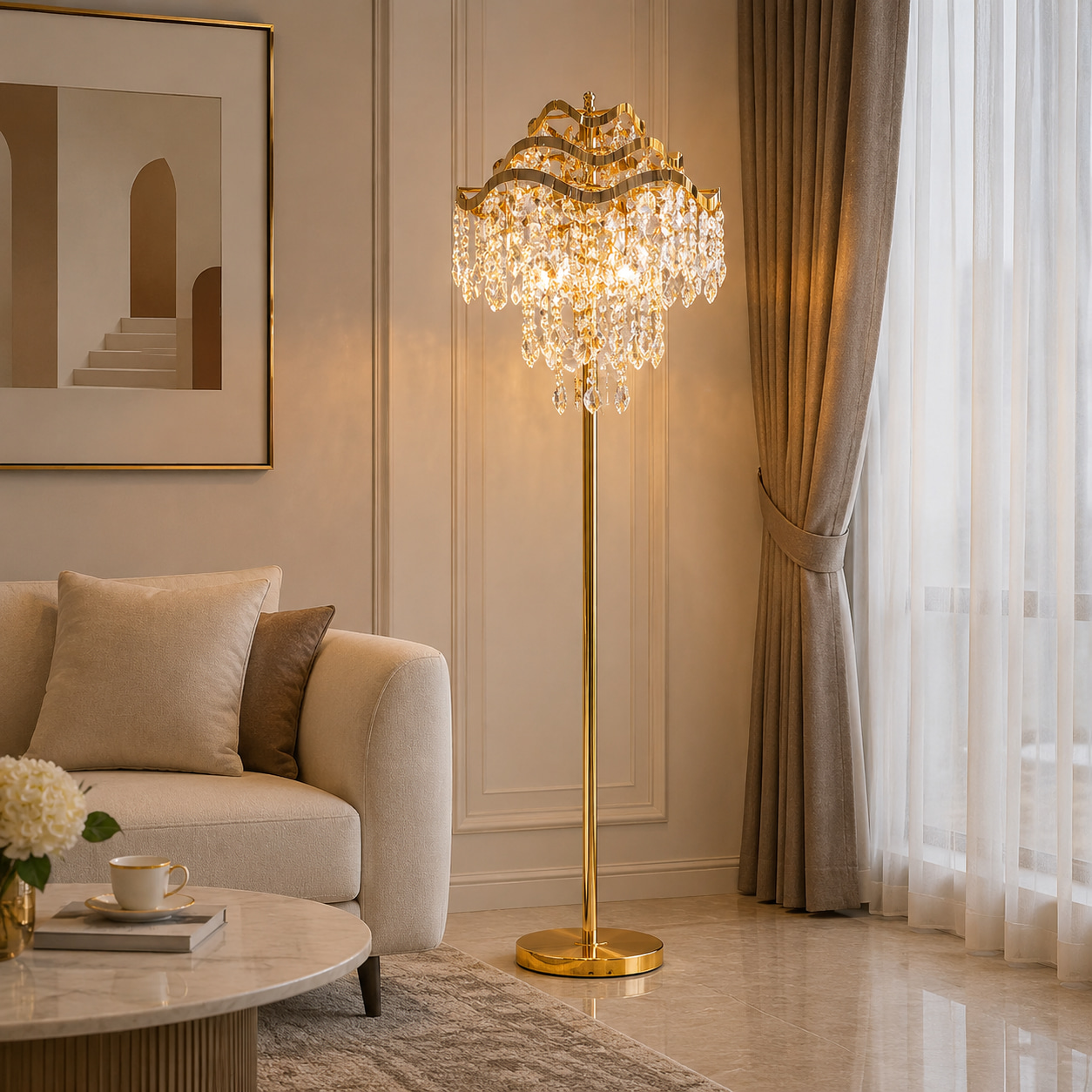 Crystal Cascade Floor Lamp