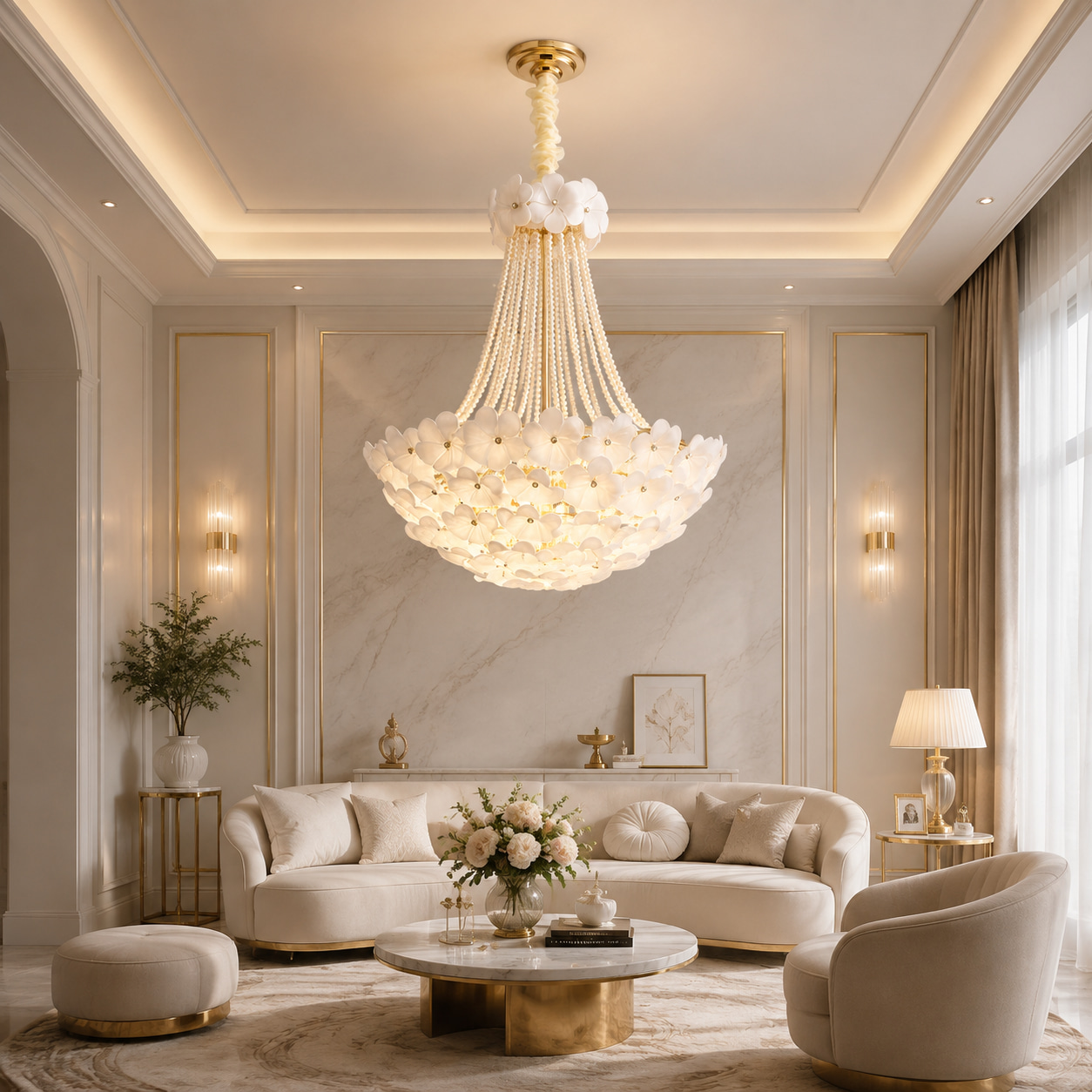 Golden Floral Chandelier