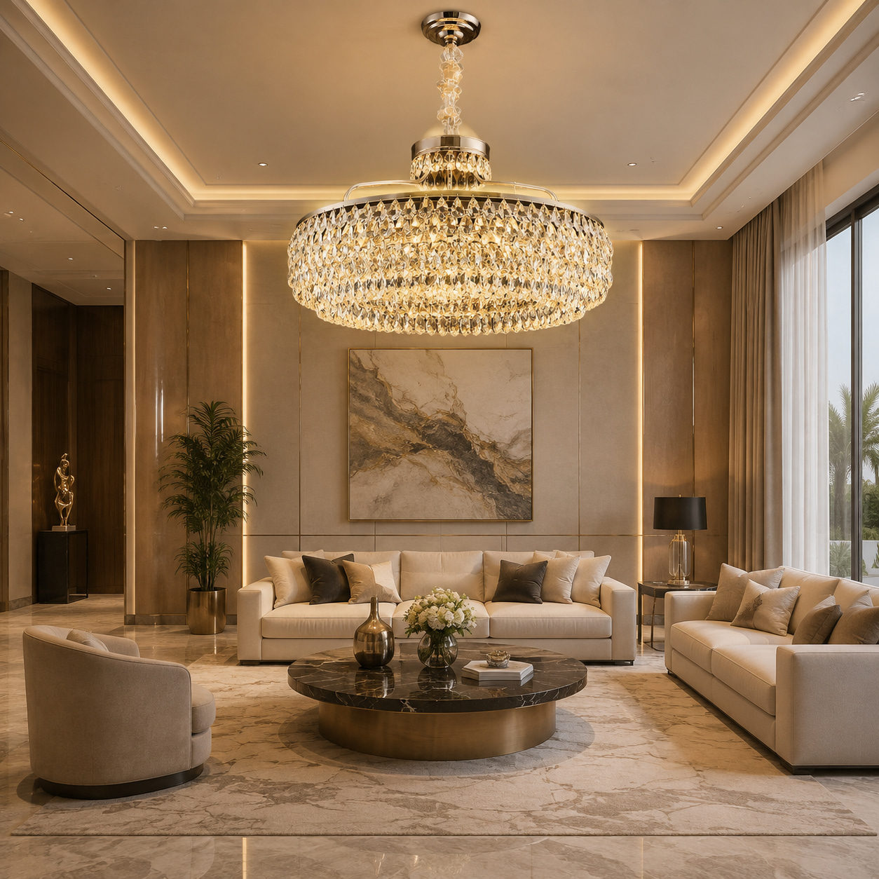 Golden Crystal Chandelier