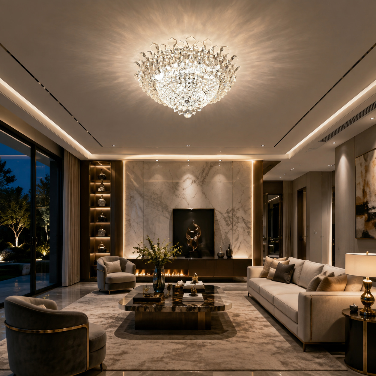 Crystal Feather Chandelier