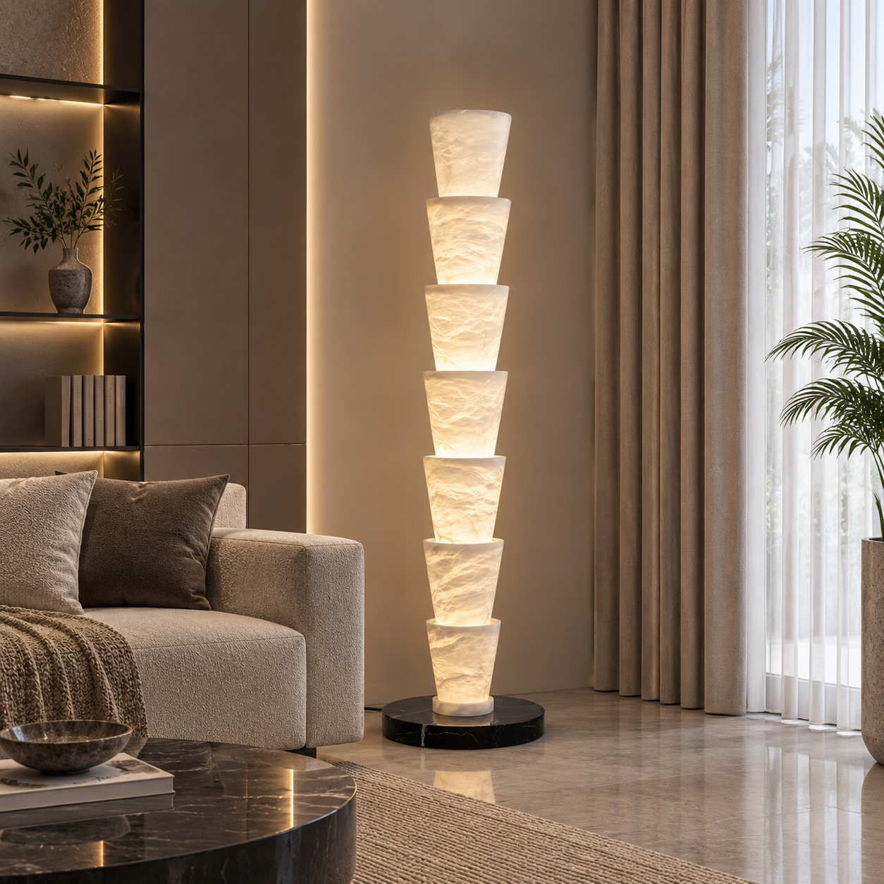 Layered Alabaster Floor Lamp