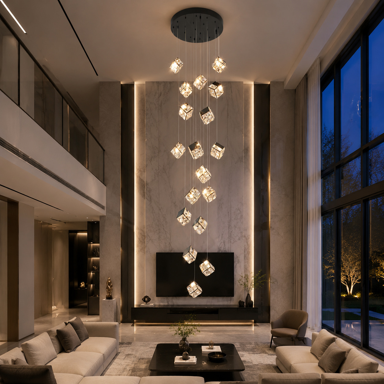 Crystal Cube Pendant Chandelier