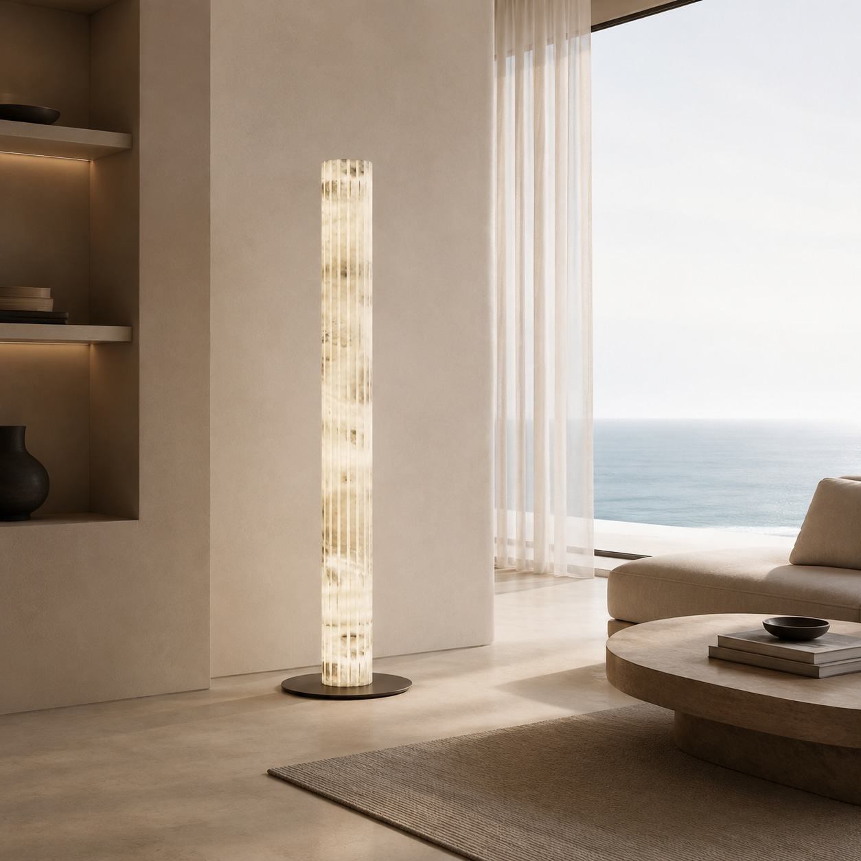 Cloud Marble Column Floor Lamp