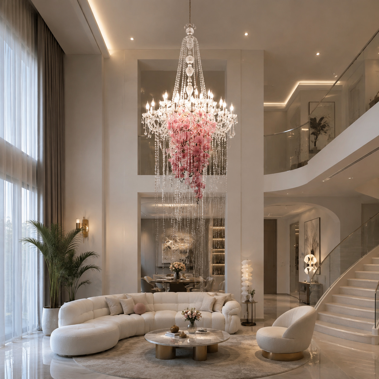 Floral Crystal Duplex Chandelier