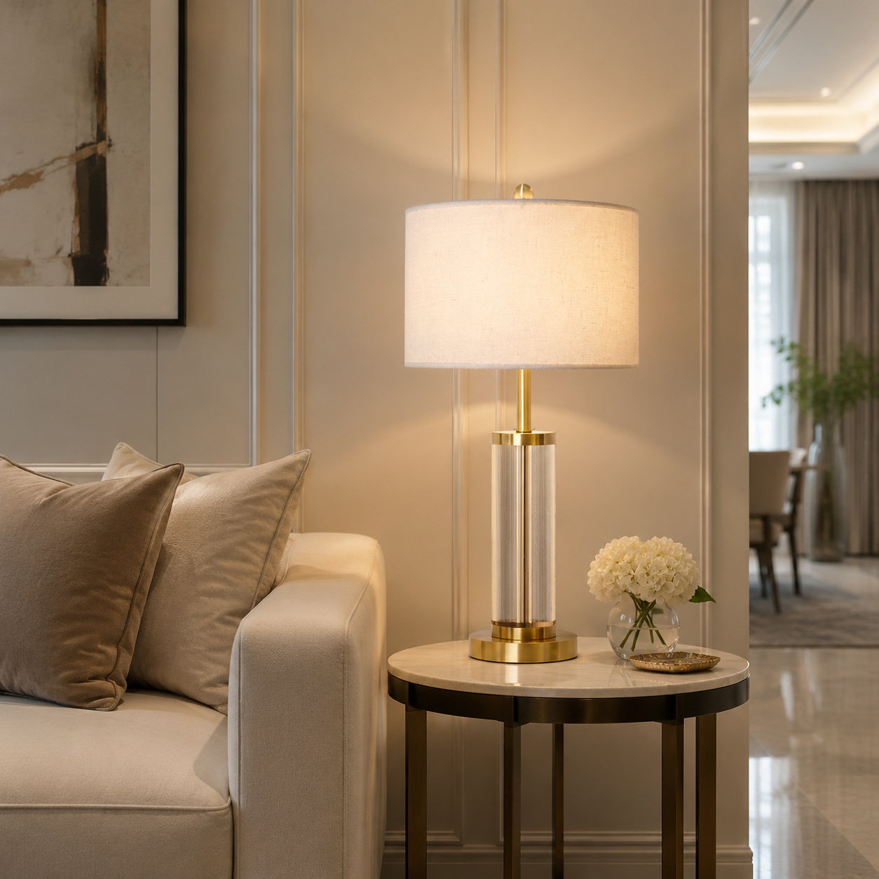 Gilded Textured Column Table Lamp