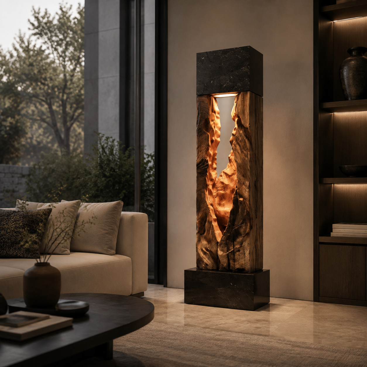 Stone Flame Floor Lamp