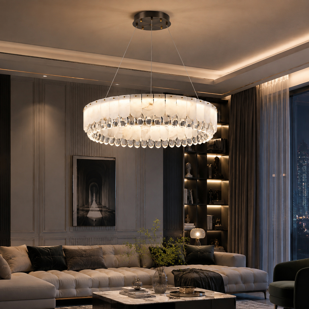 Onyx Crystal Ring Chandelier