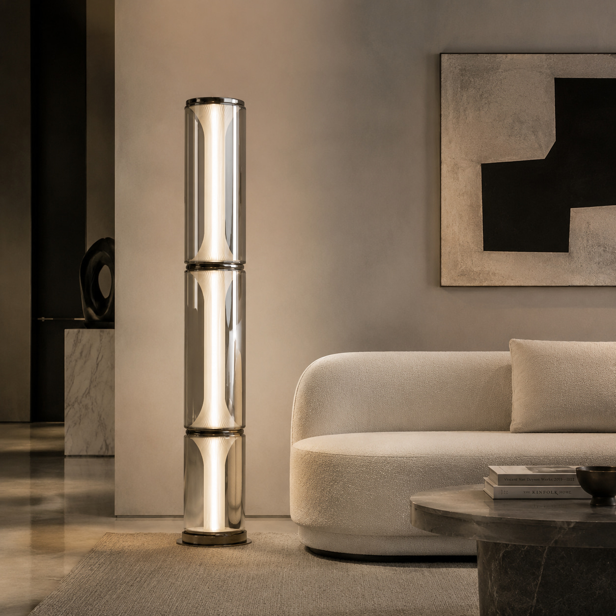 Layered Glass Column Floor Lamp