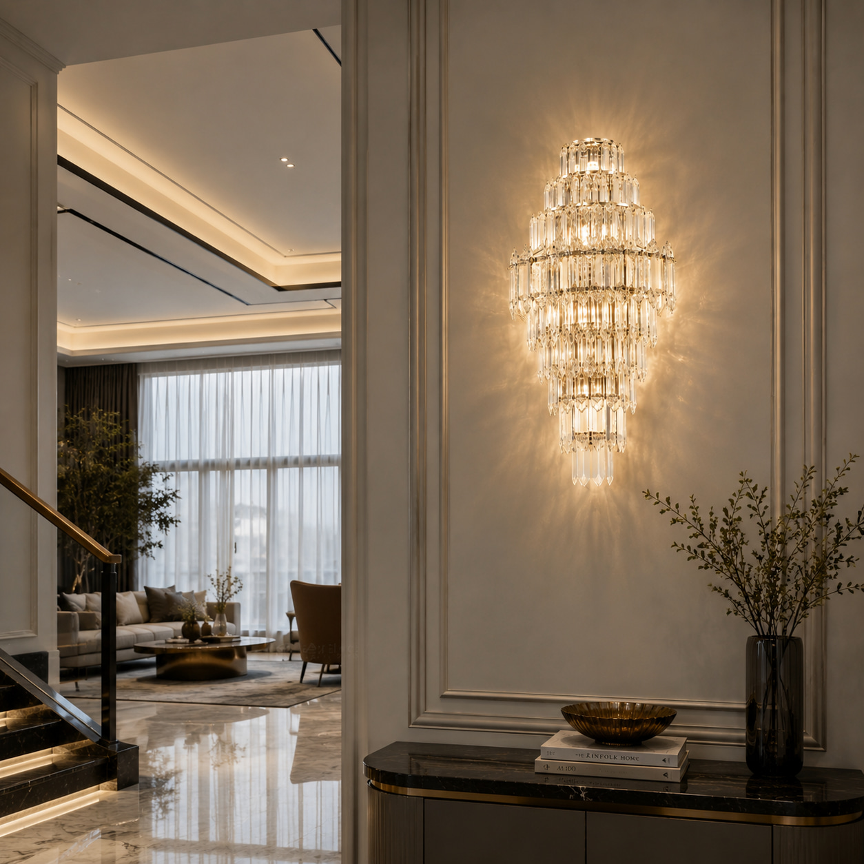 Tiered Layer Crystal Wall Lamp