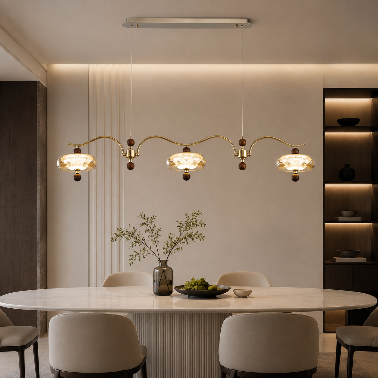 Golden Arc Linear Pendant Light