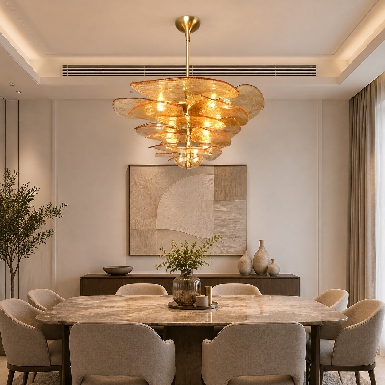 Amber Petal Chandelier