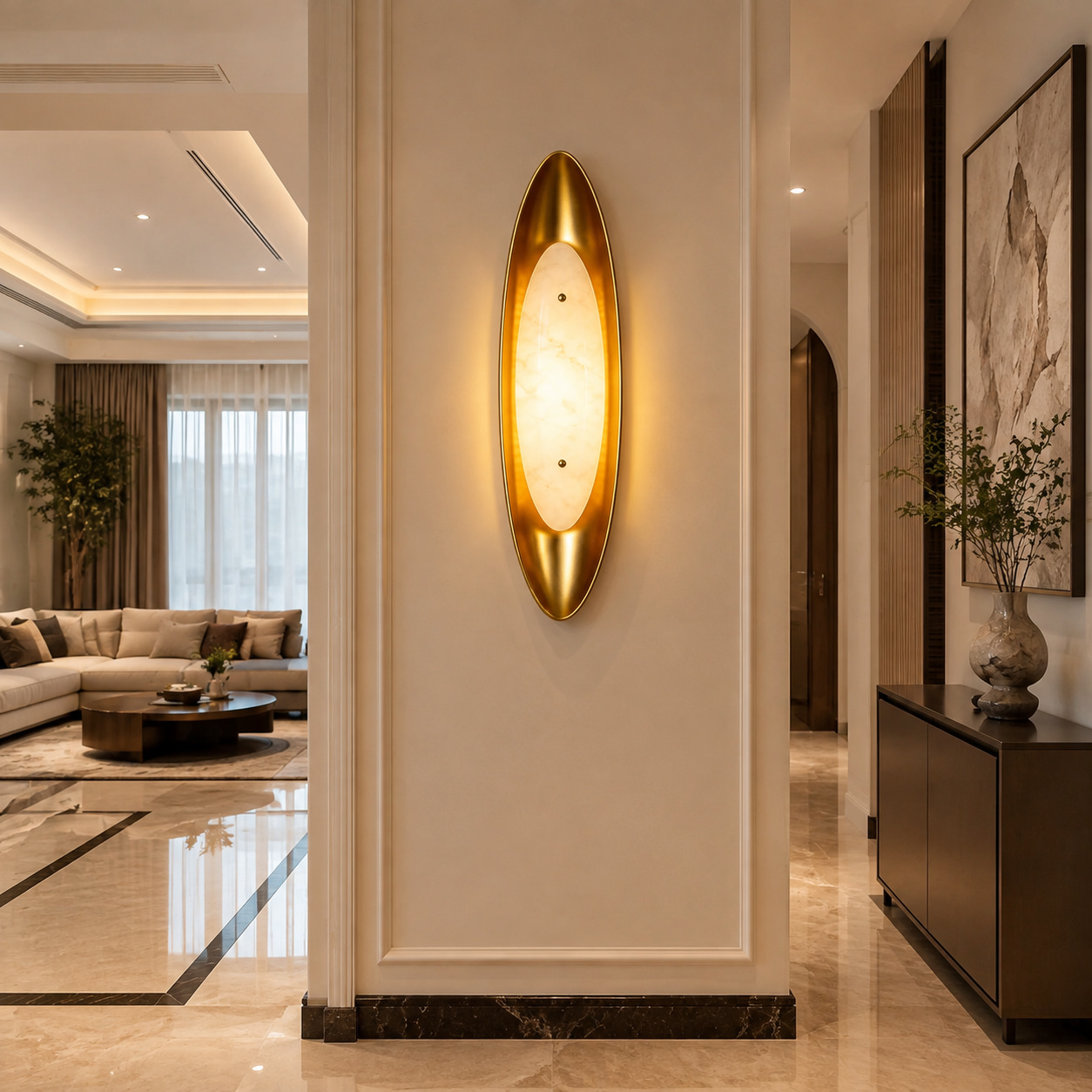 Golden Cloud Marble Wall Lamp