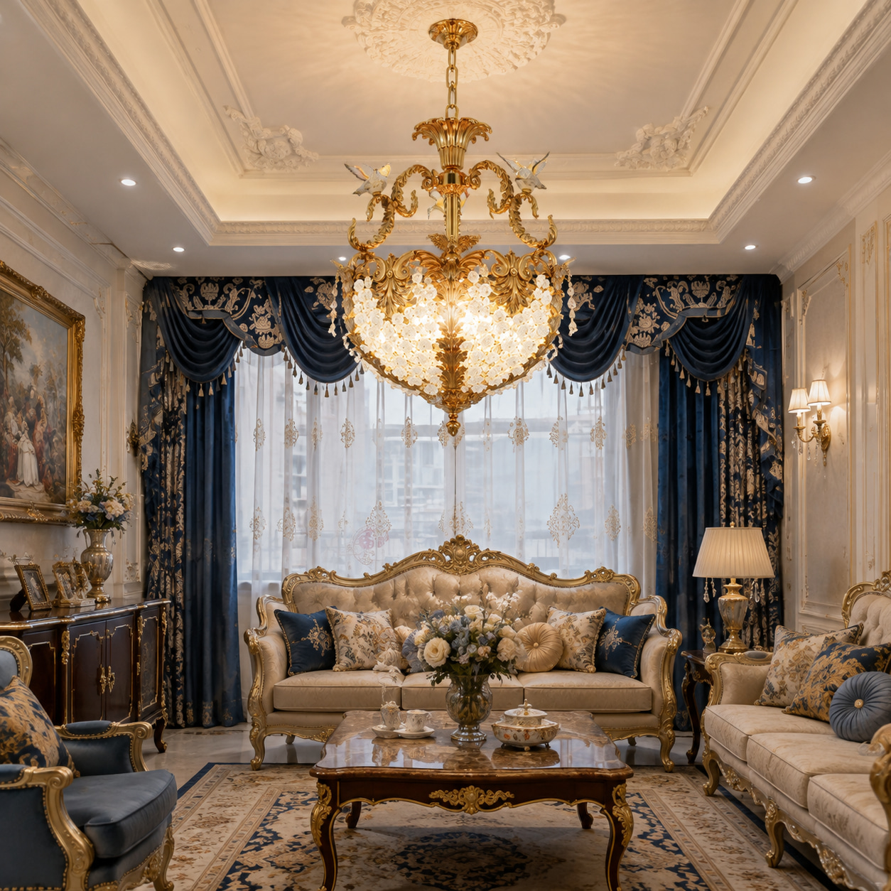 European Palace Bird Crystal Chandelier