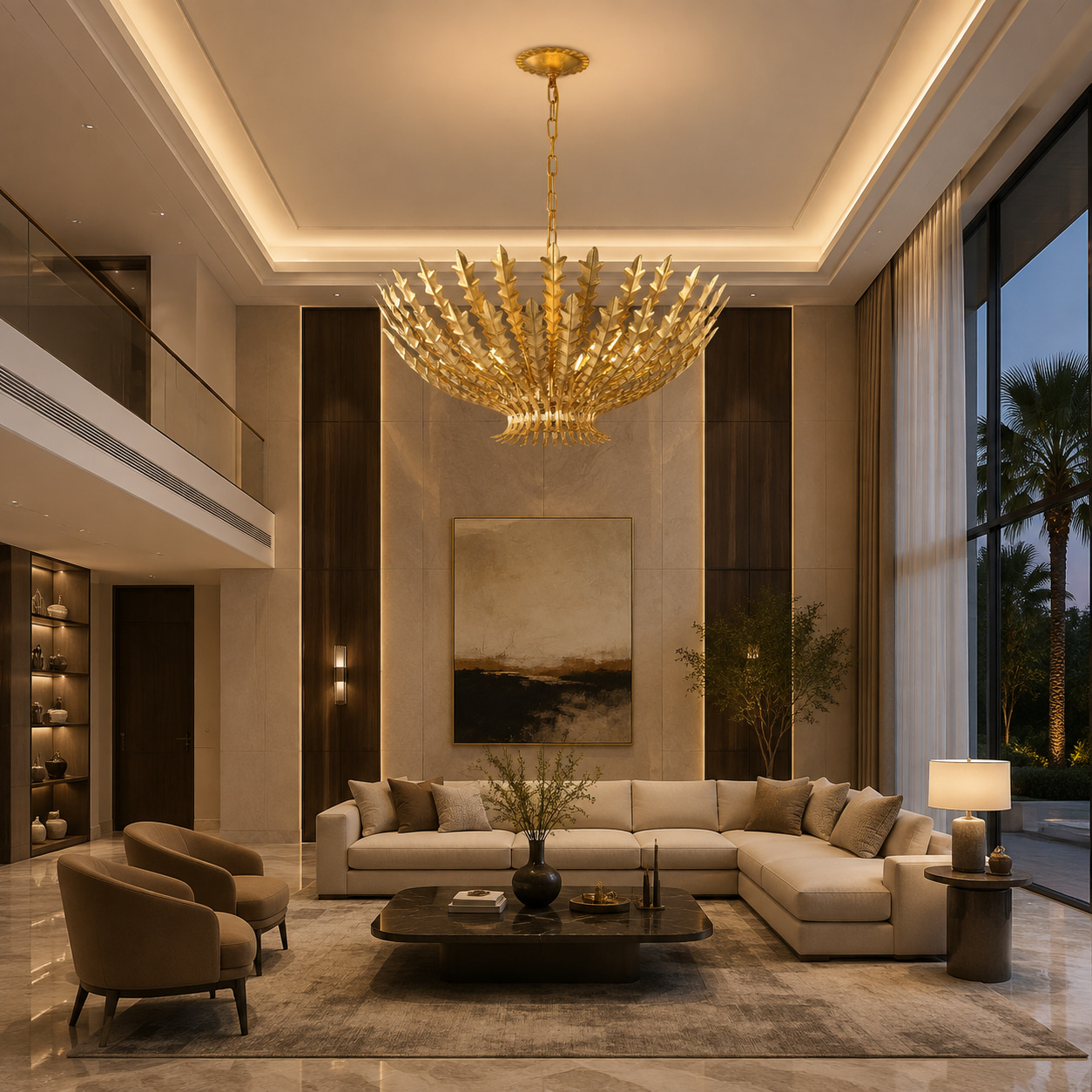 Golden Feather Crown Chandelier
