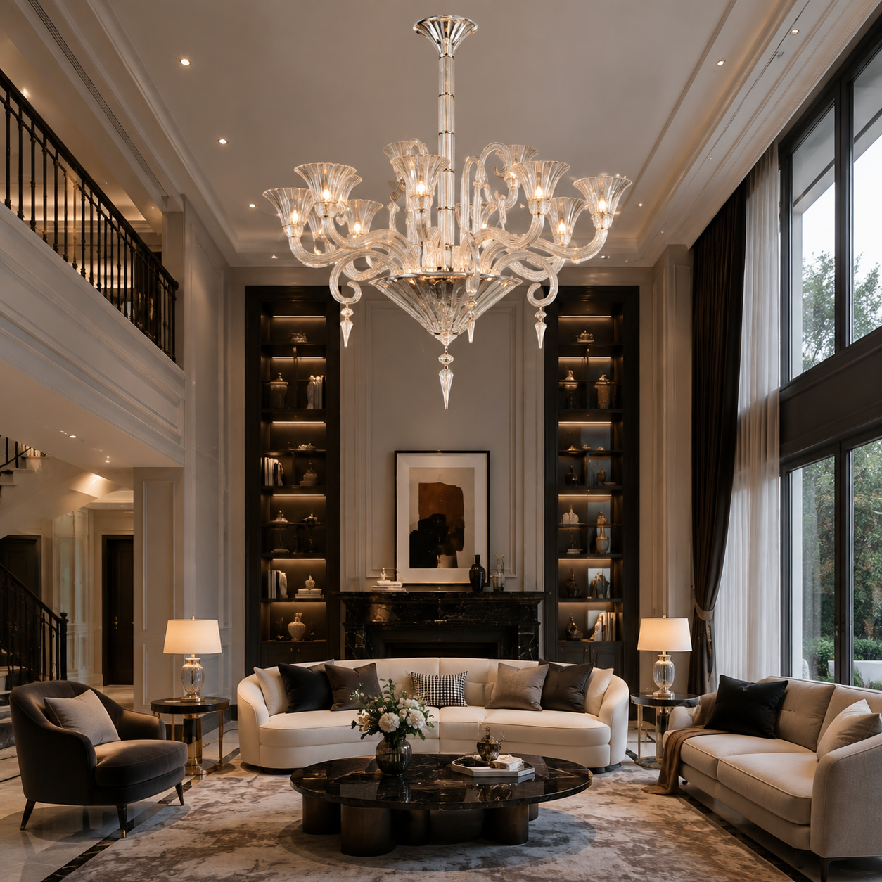 Light Luxury Transparent Crystal Duplex Living Room Chandelier