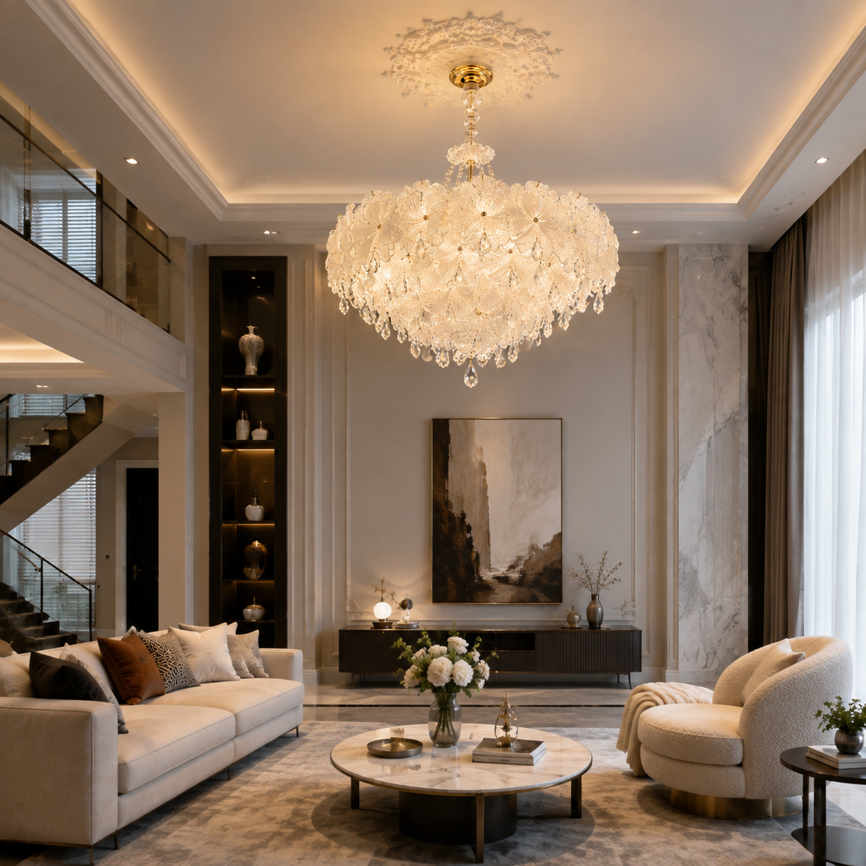 French Flower Glass Bedroom Chandelier