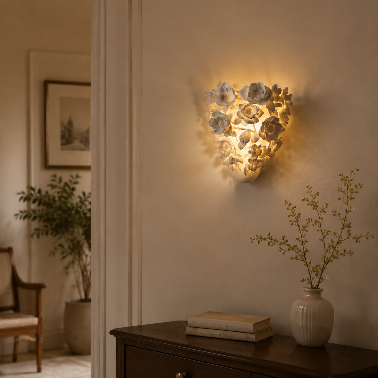 Sculpted Plum Blossom Wall Sconce