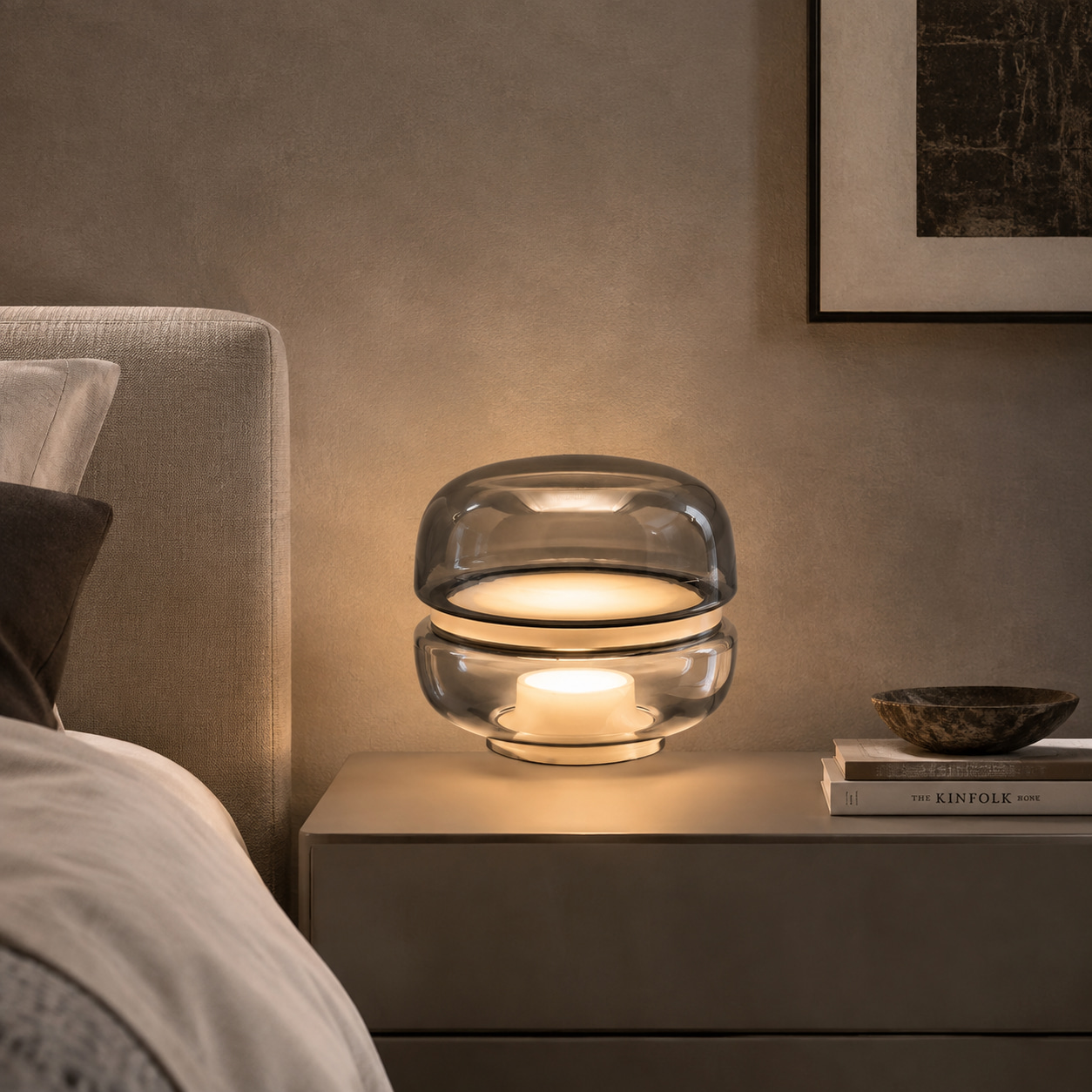 Amber Glass Halo Table Lamp