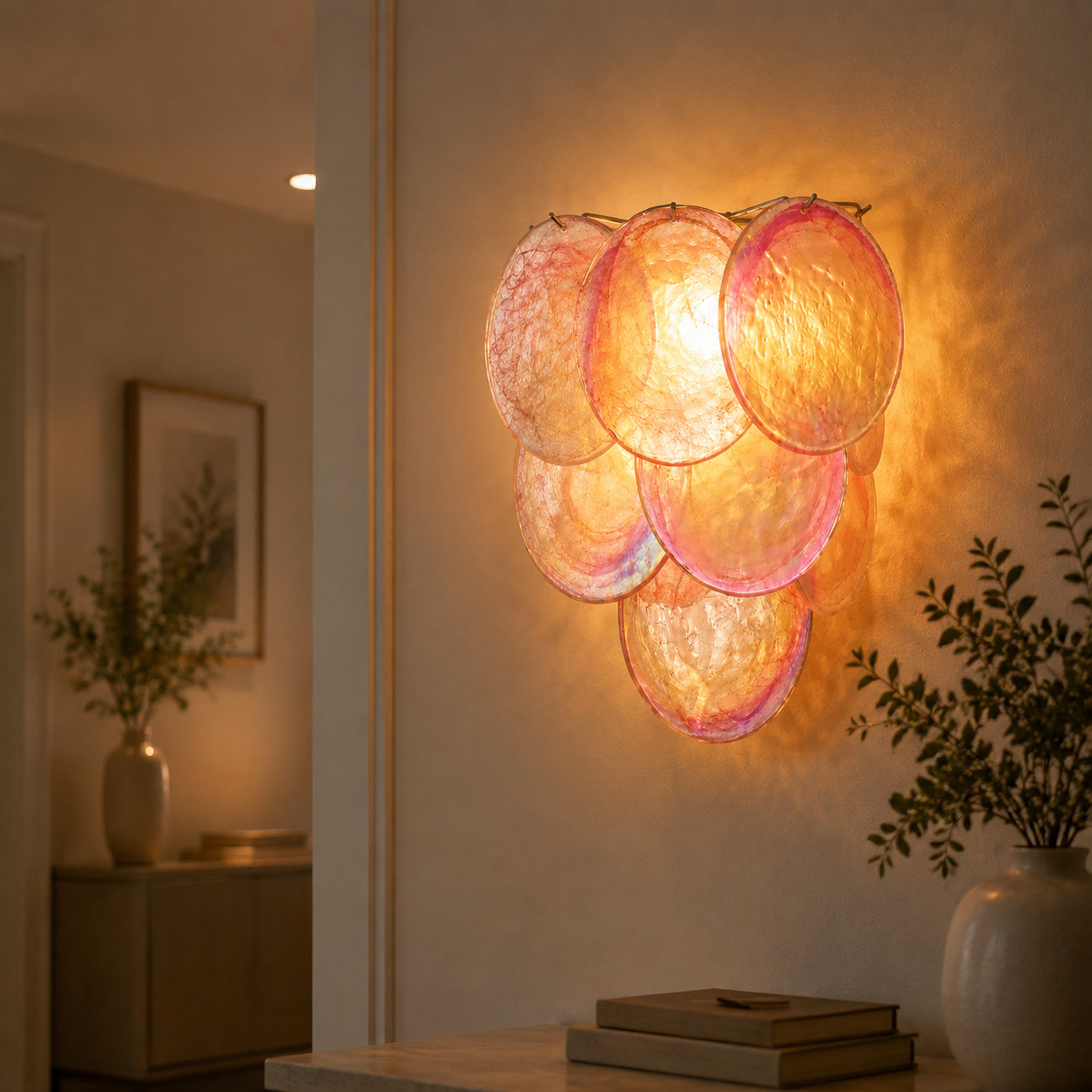 Iridescent Stacked Glass Wall Sconce