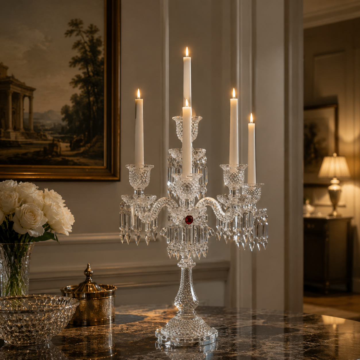 Five-arm Crystal Candelabra