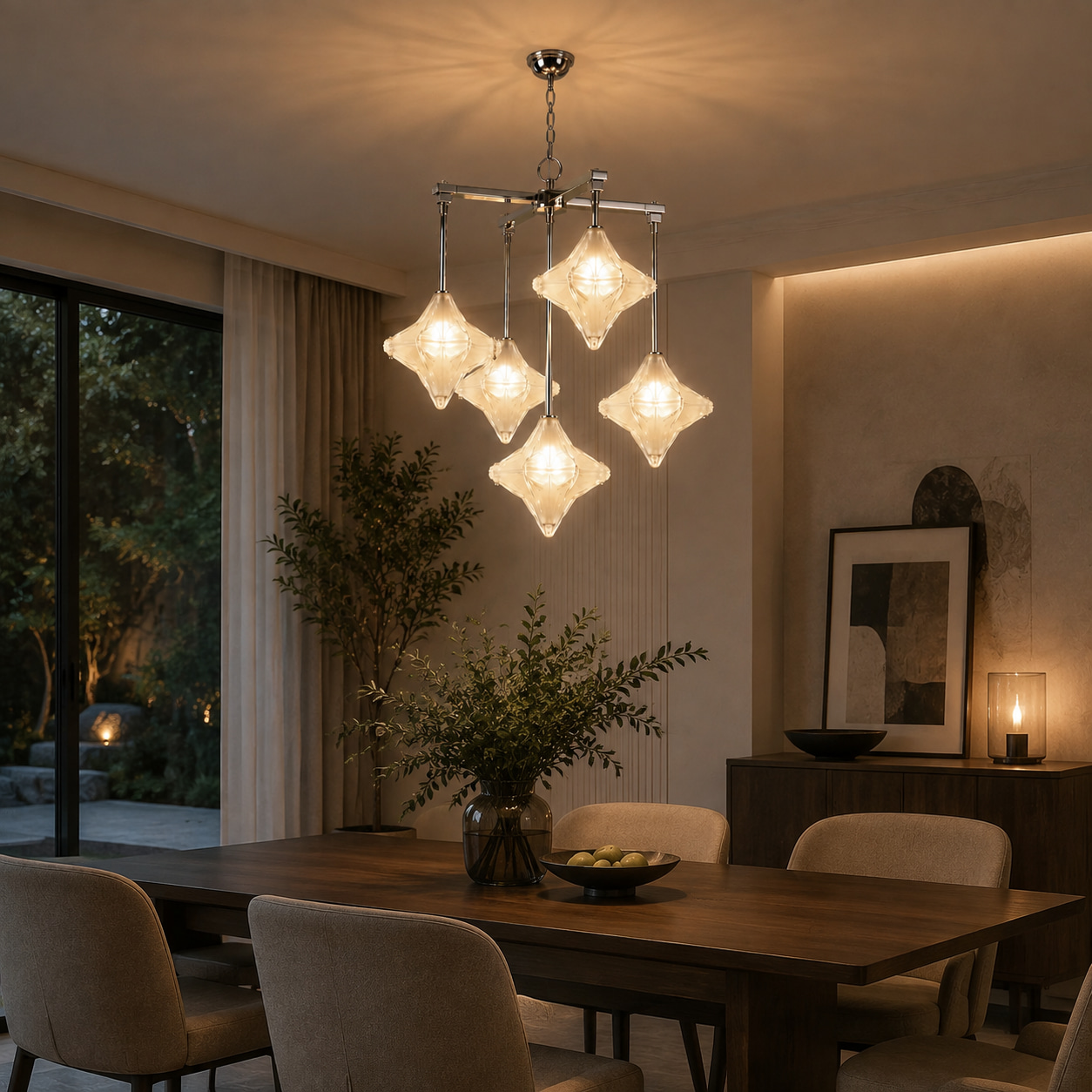 Diamond Faceted Glass Pendant Light