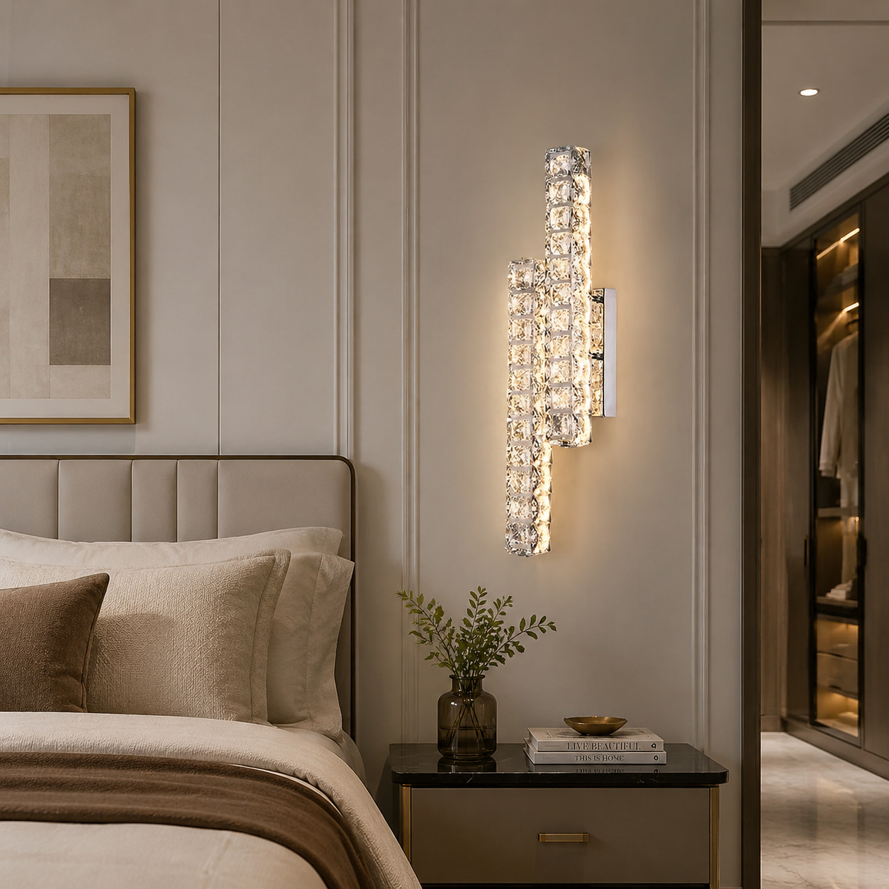 Staggered Rectangular Block Crystal Light Luxury Wall Lamp