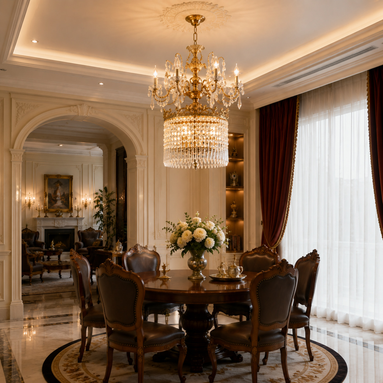 European Double-layer Brass Crystal Dining Chandelier