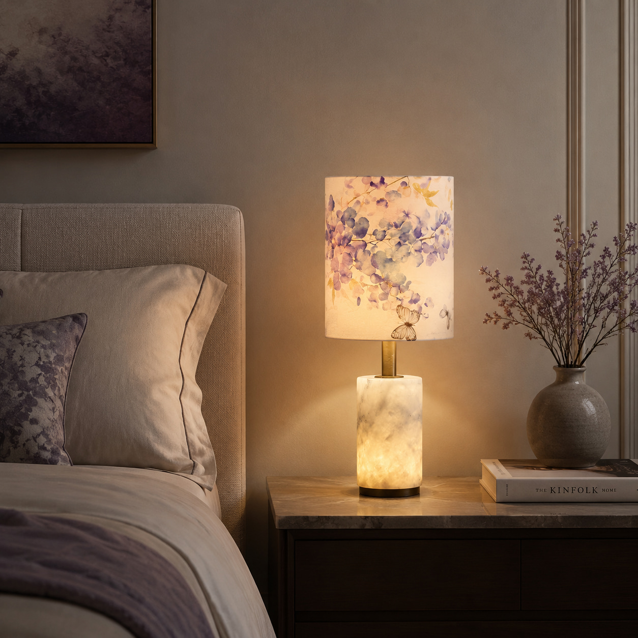 Floral Alabaster Table Lamp
