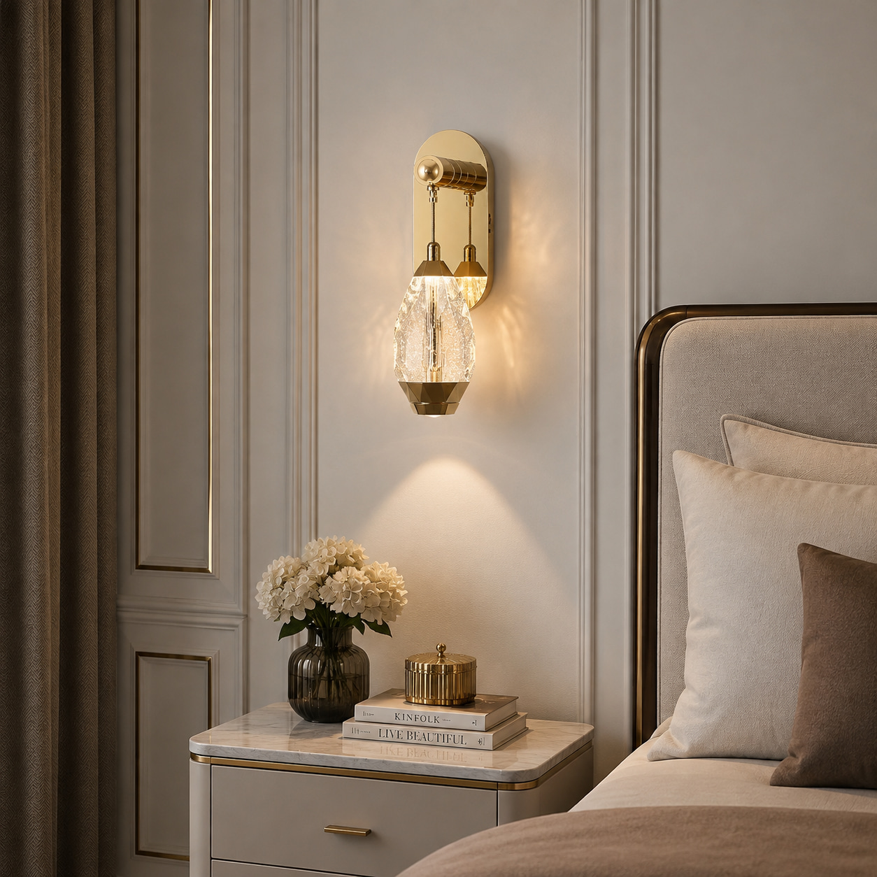 Light Luxury Water Drop Bubble Crystal Adjustable Wall Lamp