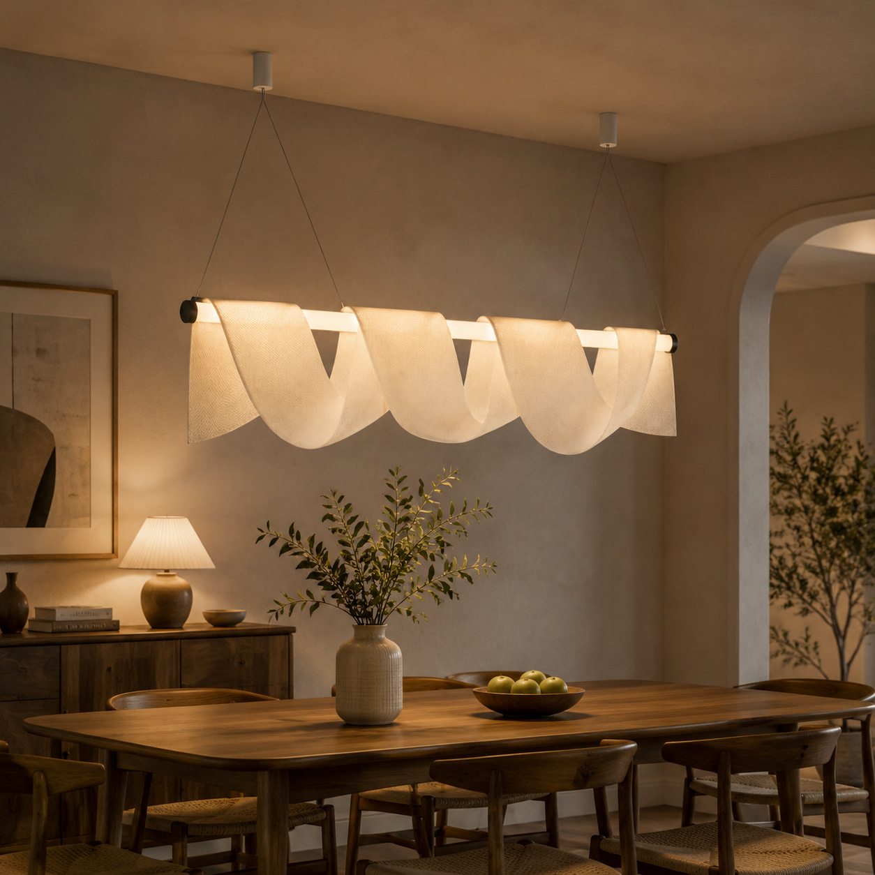 Woven Draped Linear Pendant Light