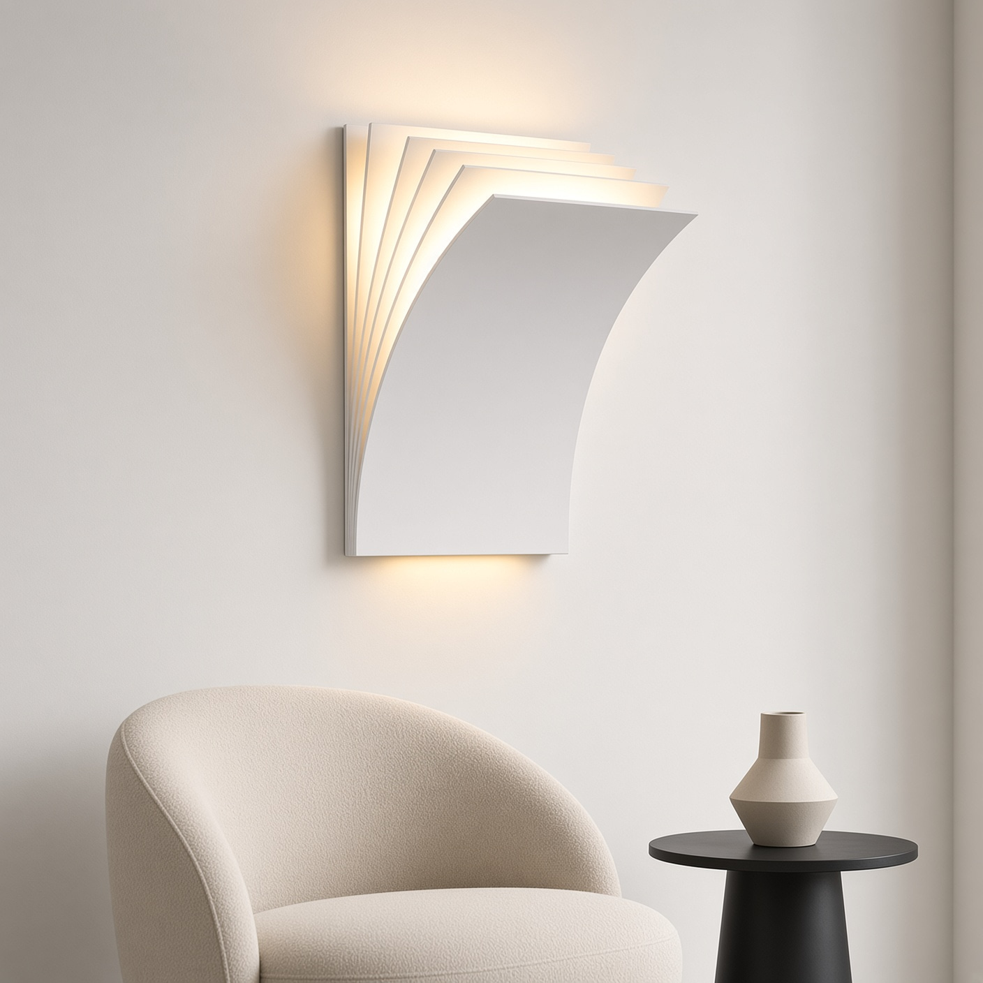 Stacked Curved Gypsum Wall Sconce