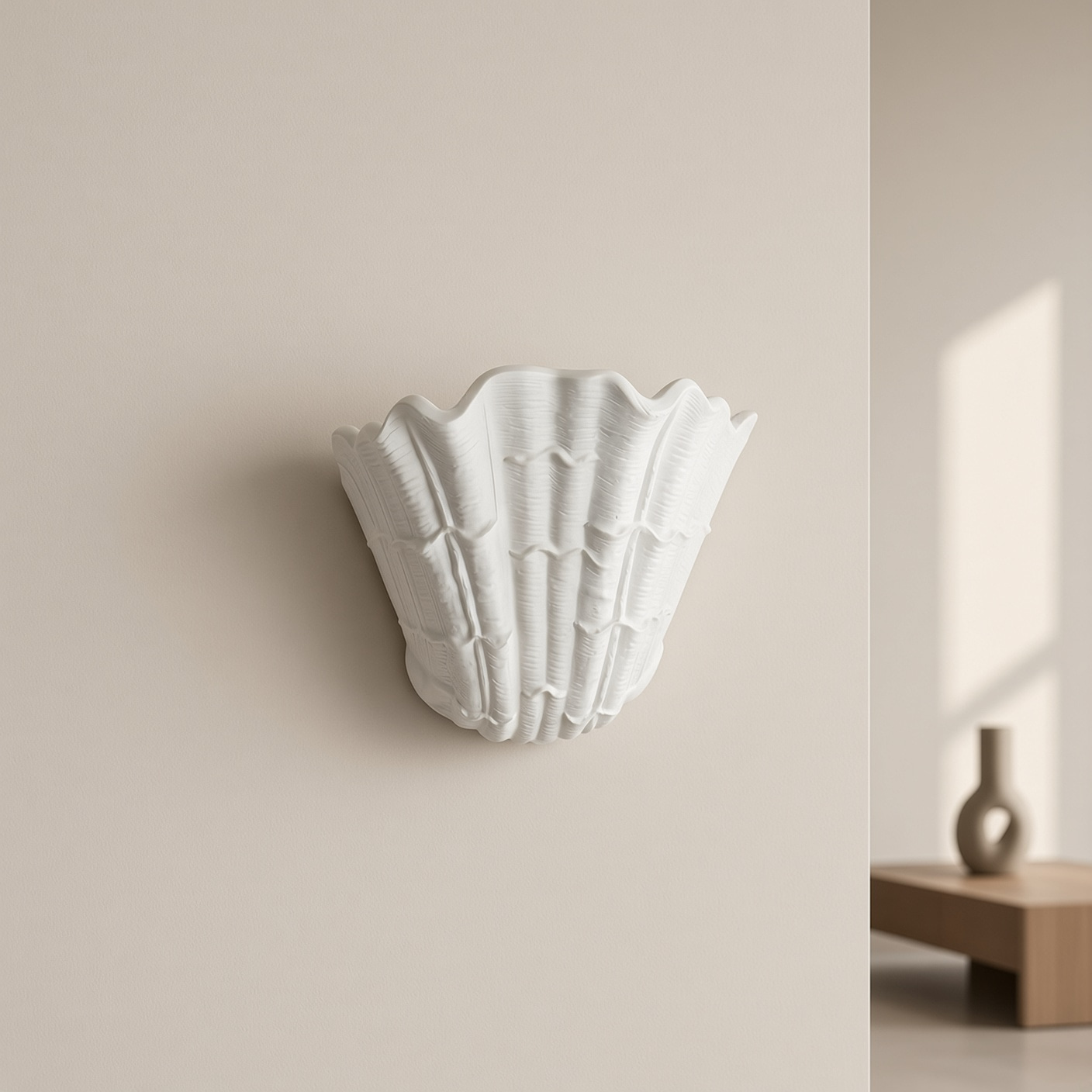 Fluted Shell Gypsum Wall Sconce