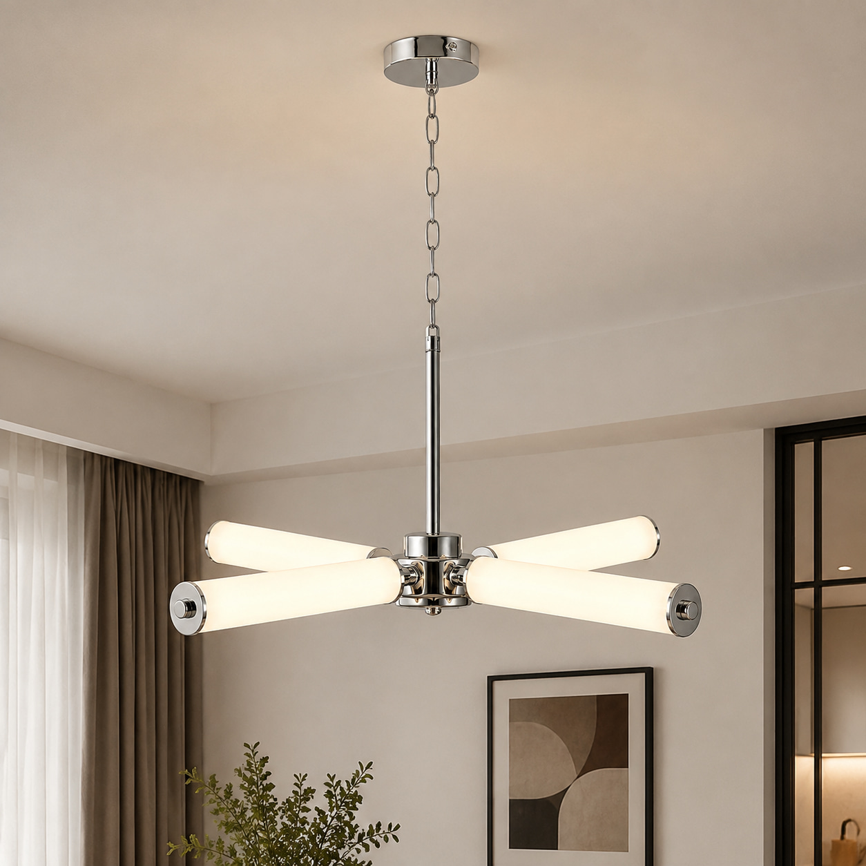 Cross Tube Chrome Chandelier