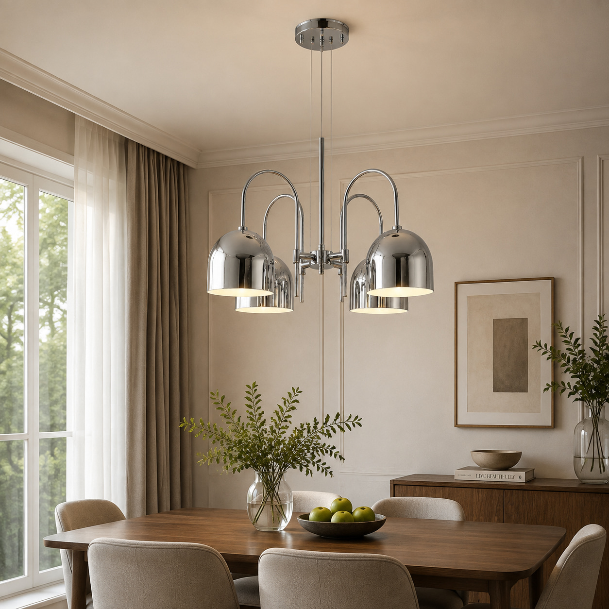 4-light Chrome Dome Chandelier