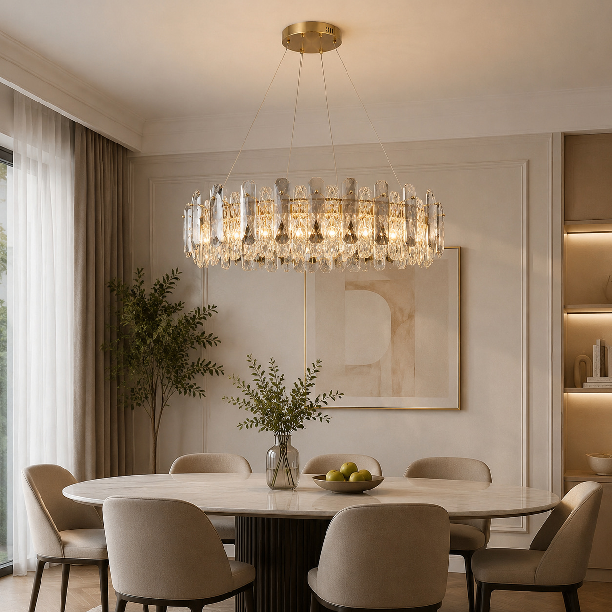 Elongated Crystal Oval Chandelier