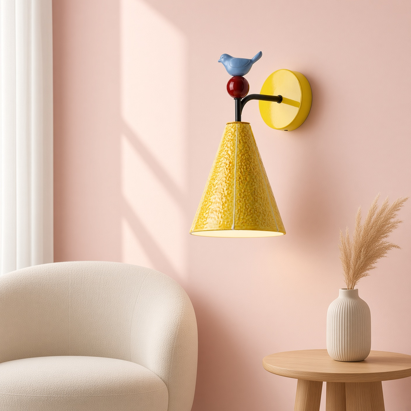 Playful Bird Conical Wall Sconce
