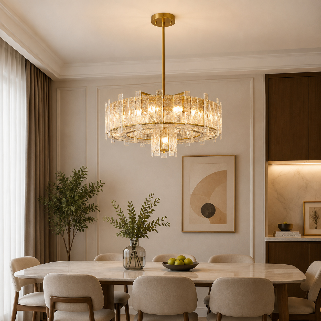 Crackled Glass Round Chandelier