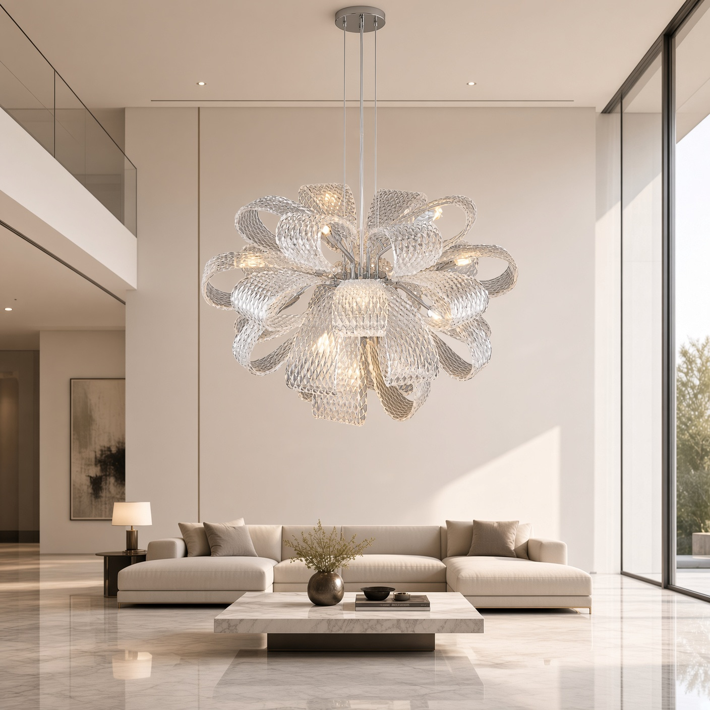 Diamond Cut Petal Crystal Chandelier