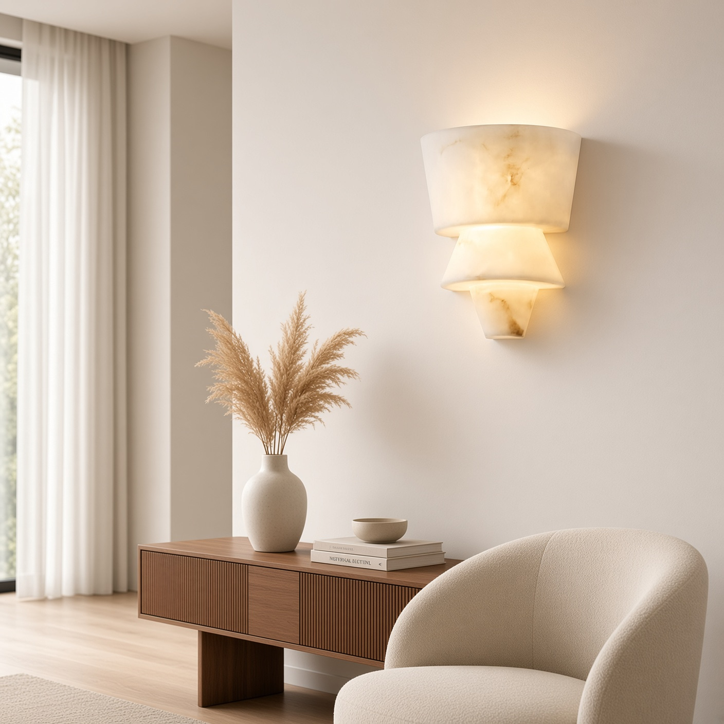 Tiered Alabaster Wall Sconce