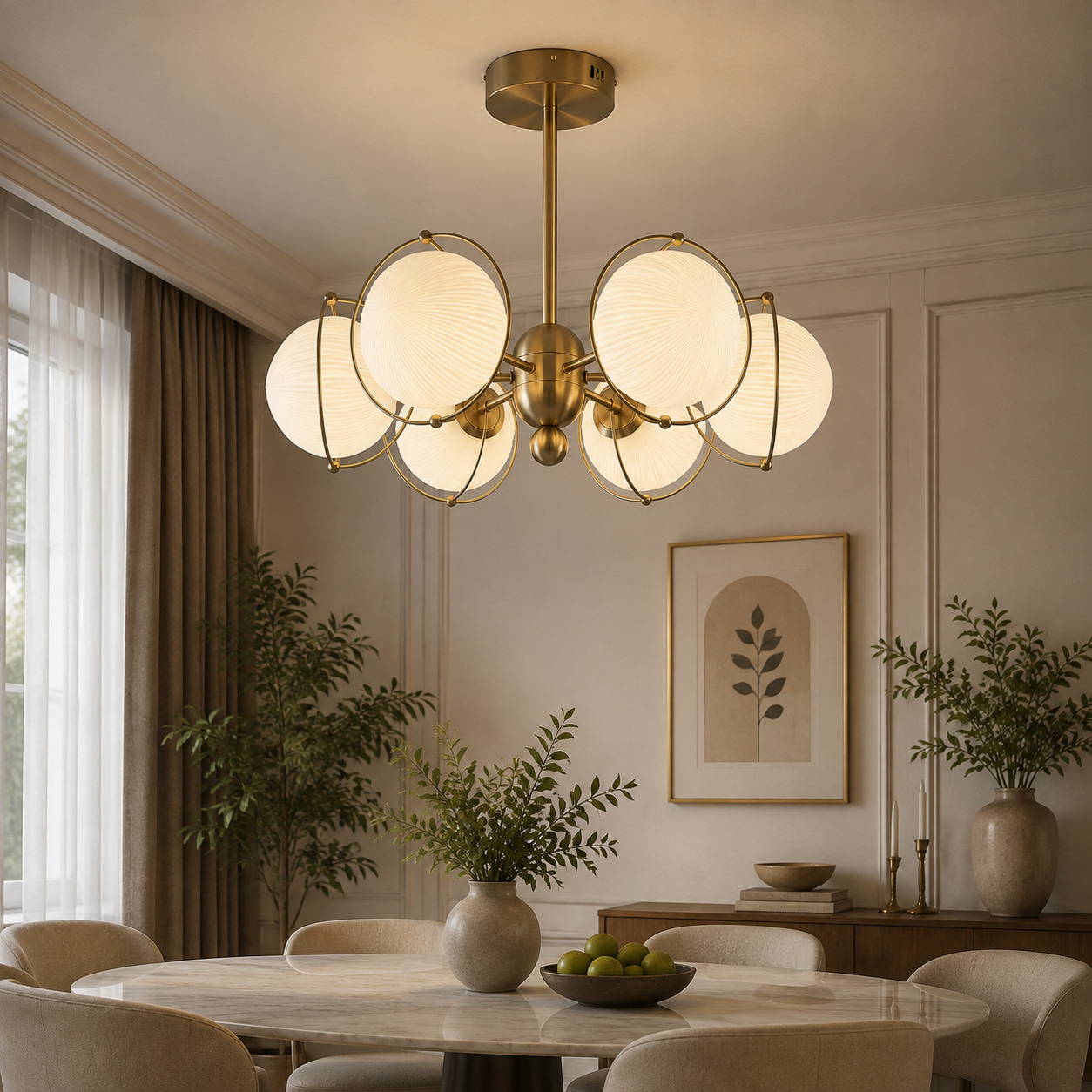 Star Ring Ribbed Glass Ceiling Chandelier