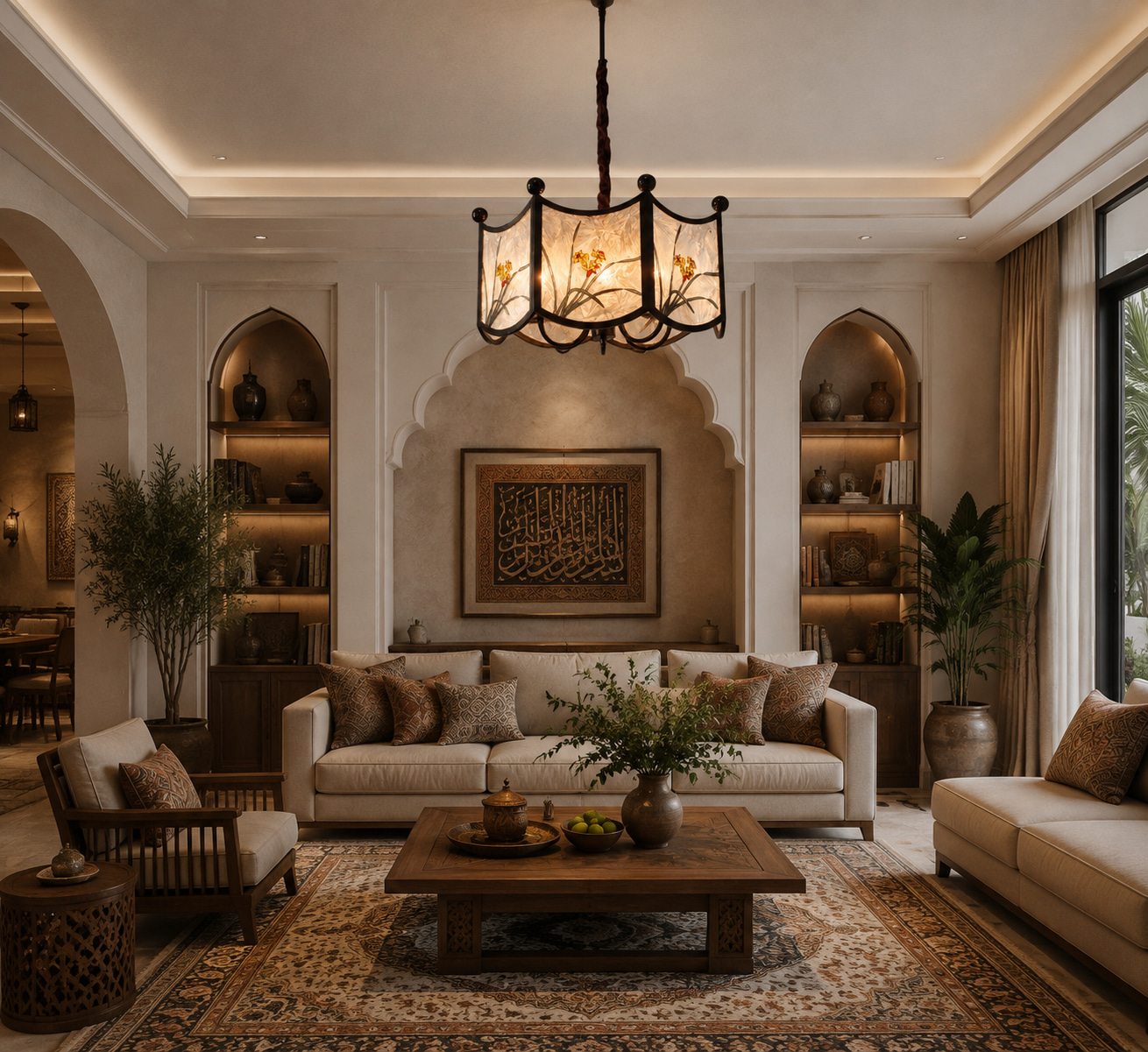 Orchid Stained Iron Frame Pendant Light