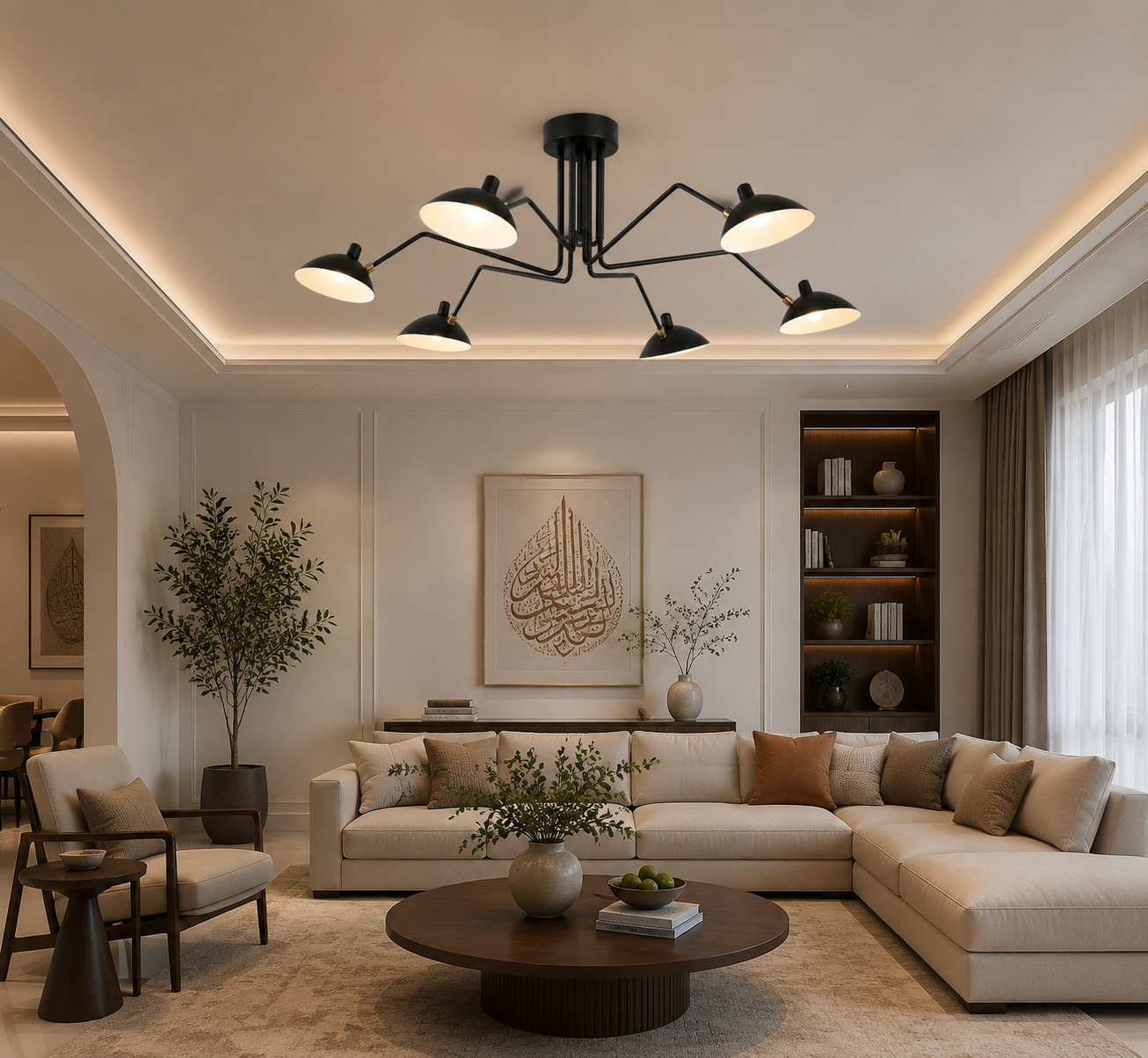 Industrial Bent Arm Ceiling Light