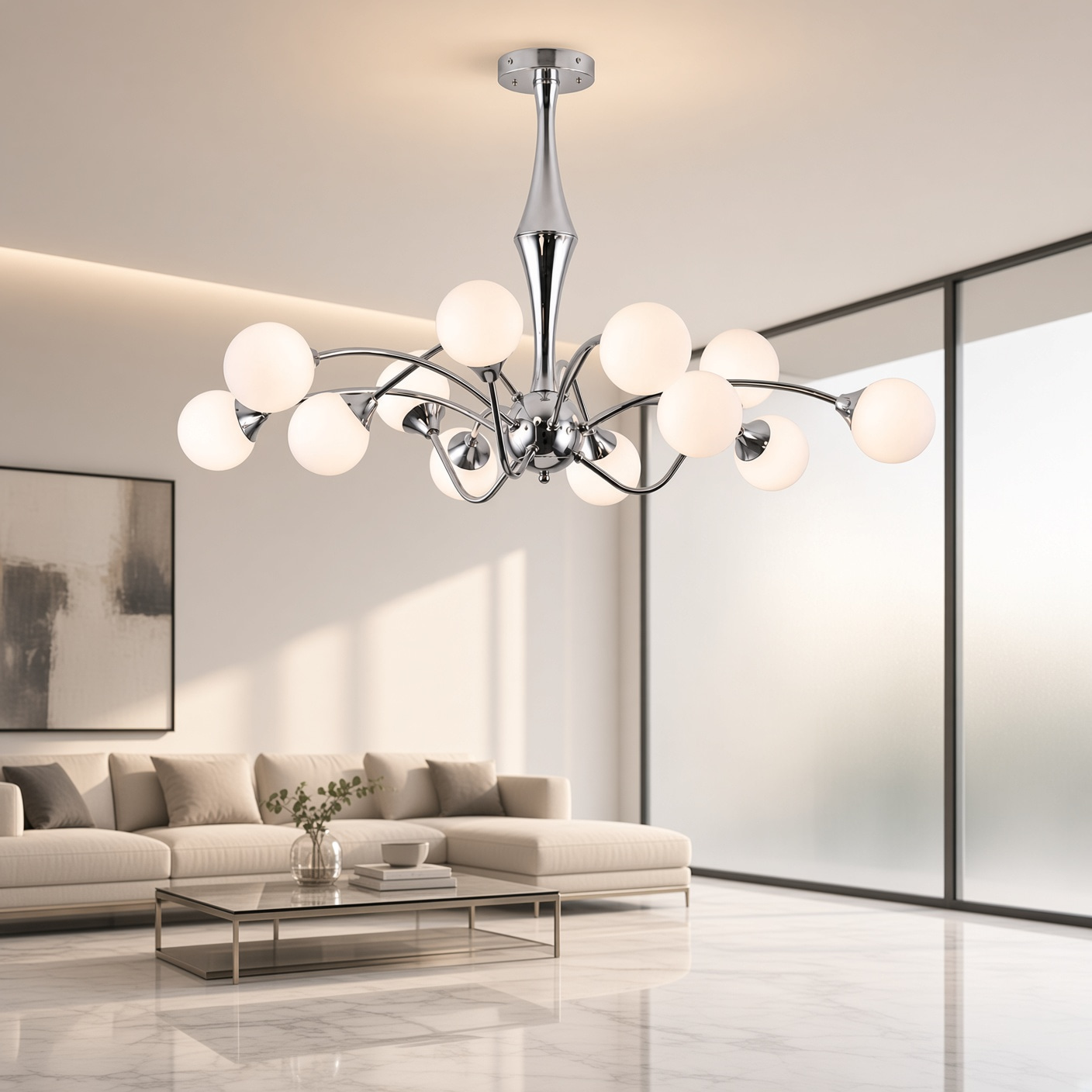 Chrome Globe Molecular Chandelier