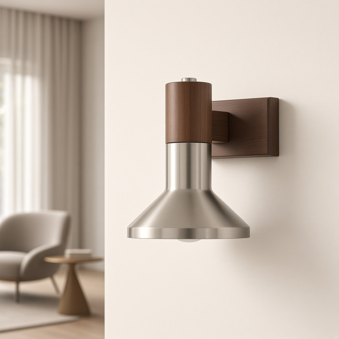 Walnut Metal Cylinder Wall Sconce