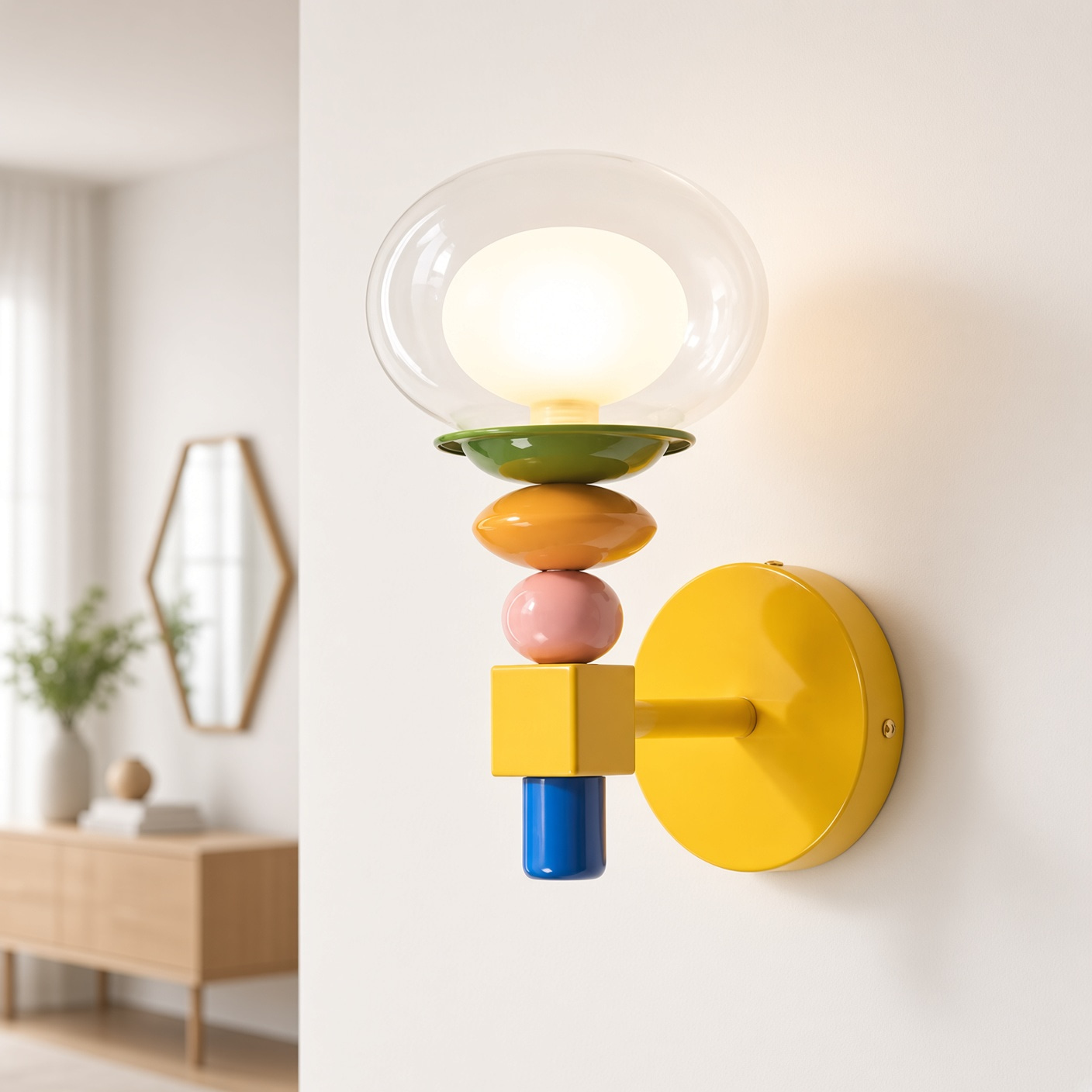 Colorful Geometric Glass Wall Sconce