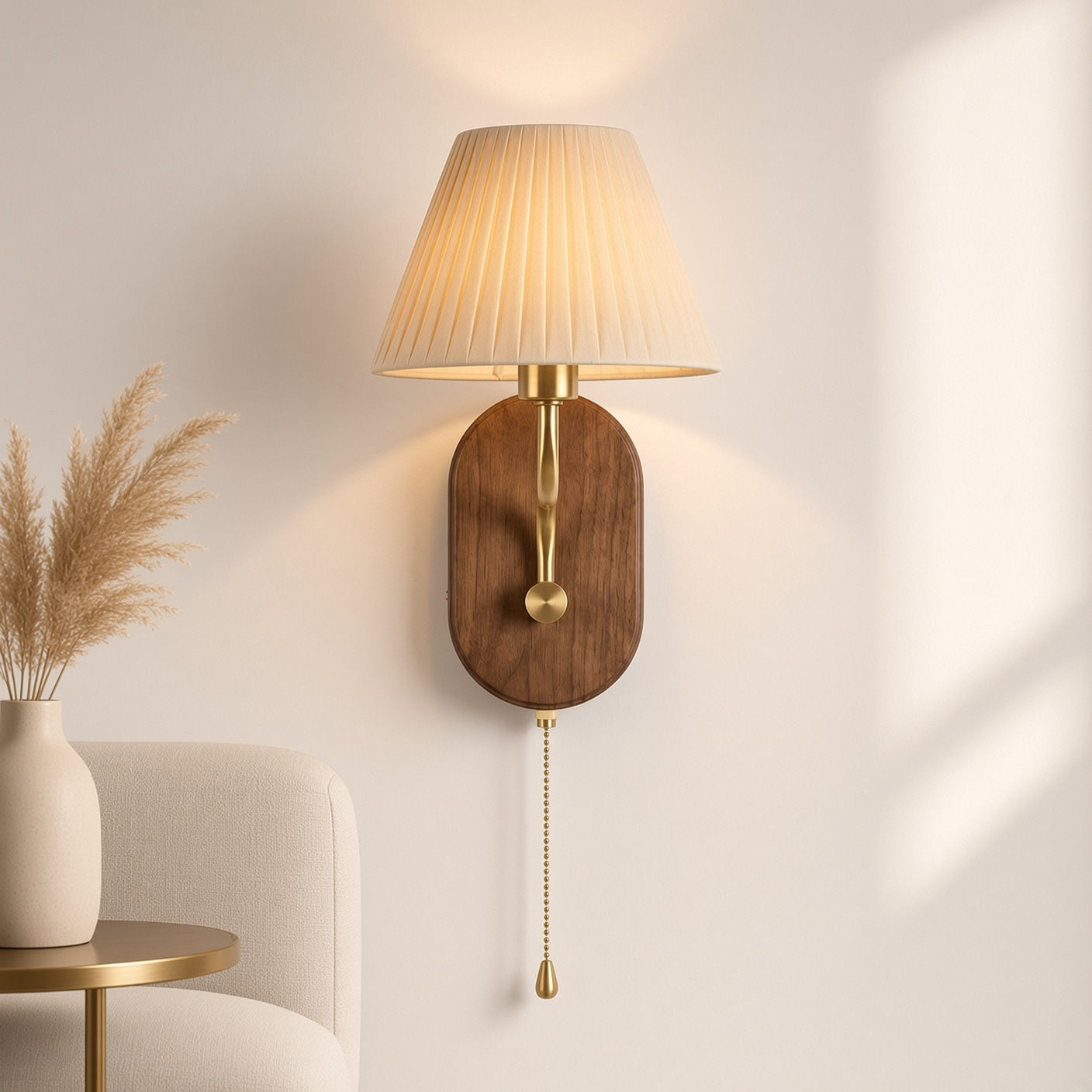 Pull-cord Fabric Wall Sconce