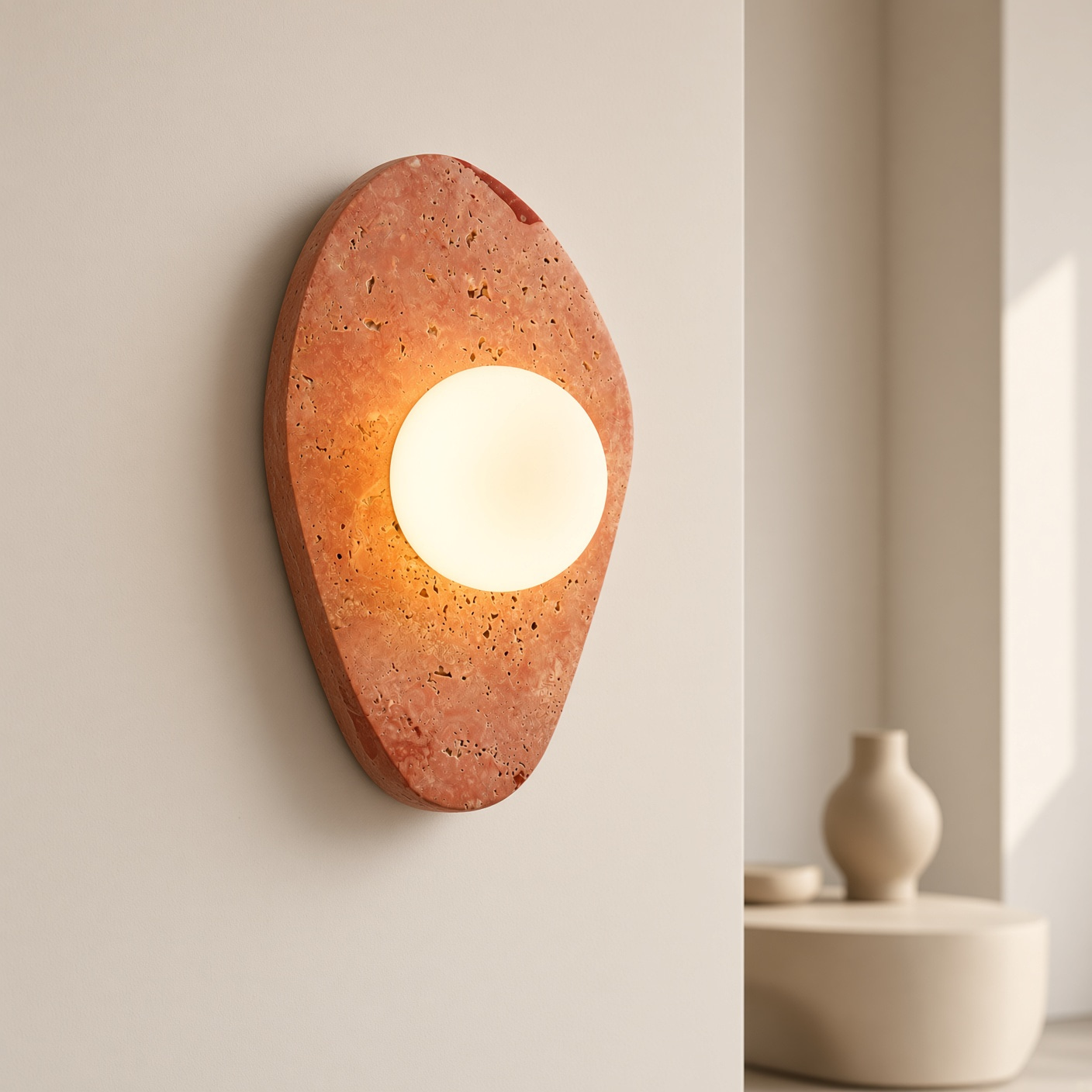 Organic Stone-Texture Wall Sconce