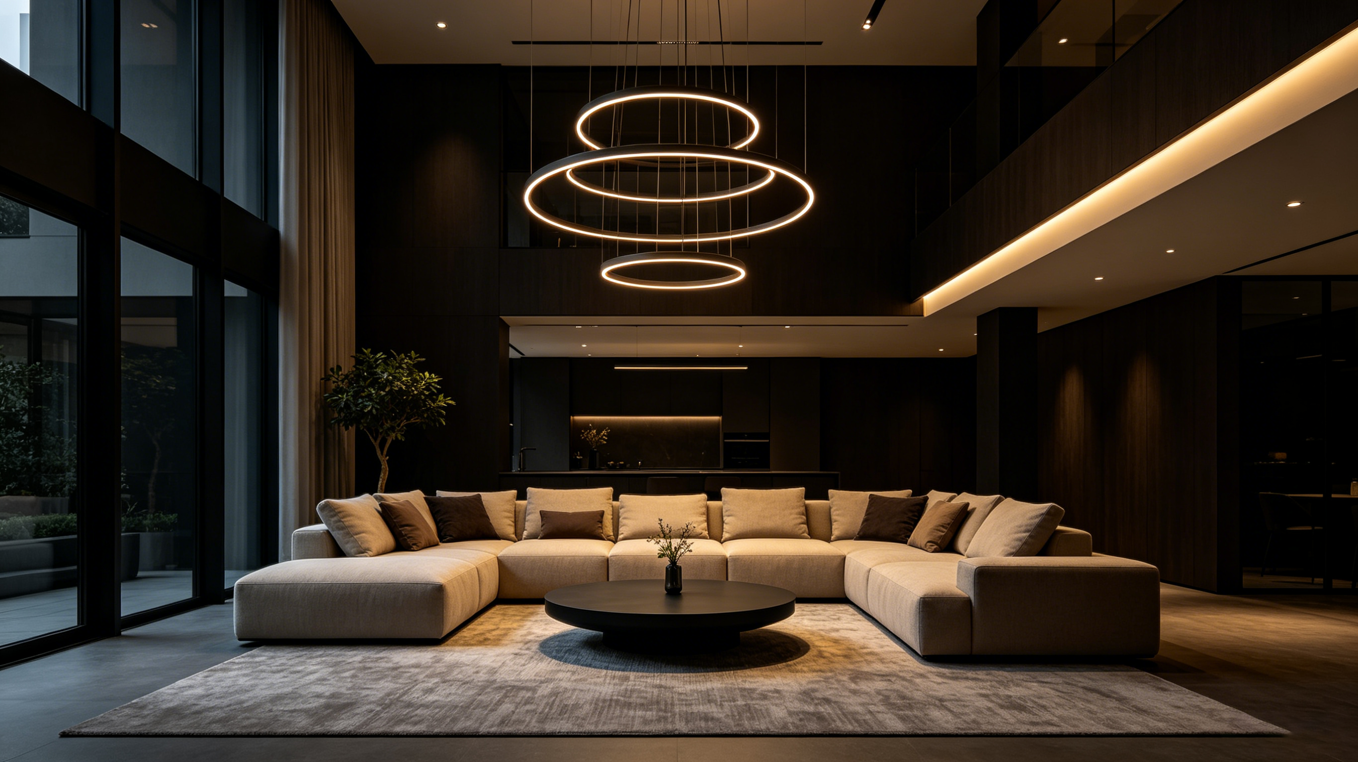 Luxury lighting material selection board with metal, glass and fabric samples